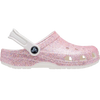 Crocs Youth Classic Glitter Clog in White/Rainbow