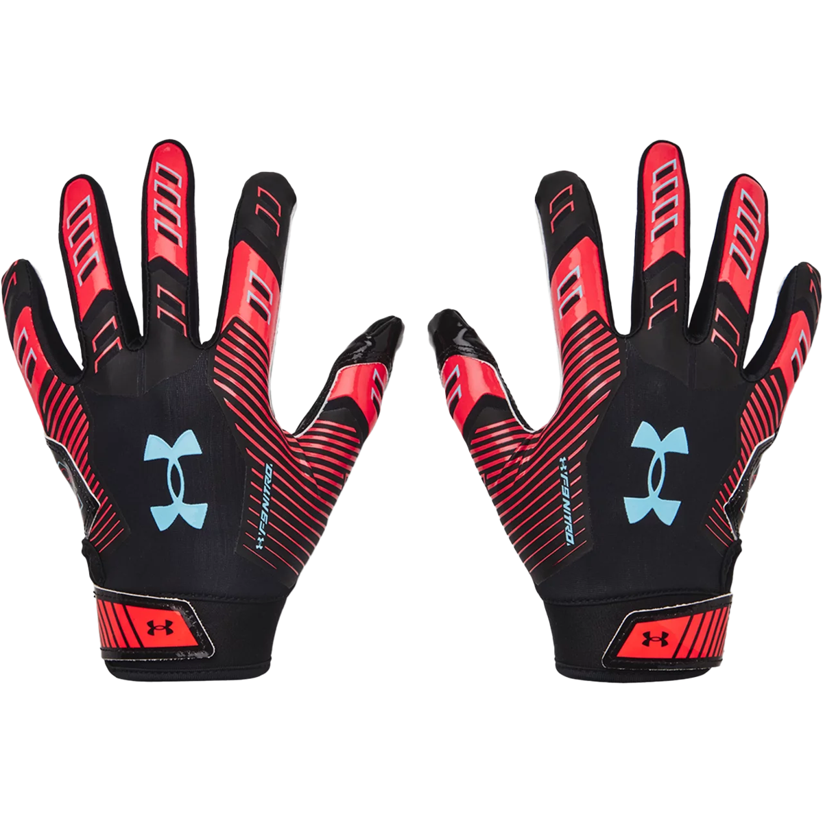 Under Armour F9 Youth Novelty Football Receiver Gloves Black Red