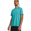 Under Armour Men's UA Launch Short Sleeve in Circuit Teal on model front