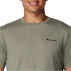 Columbia Tech Trail Crew Neck II in stone green heather front logo