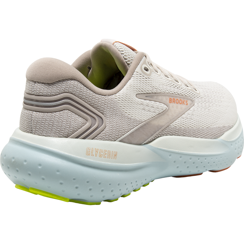 Women's Glycerin 21, Brooks Women's Glycerin 21 in 195-Coconut/Aqua/Autumn Sunset back right