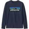 Patagonia Youth Long Sleeved Regenerative Organic Certified Cotton P-6 T-Shirt in New Navy