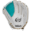 Wilson Siren Fastpitch Outfield 12.5" Victory Web 2024 - Left Hand Throw in White/Teal/Gold palm