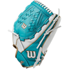 Wilson Siren Fastpitch Outfield 12.5" Victory Web 2024 - Left Hand Throw in White/Teal/Gold thumb