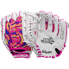 Wilson Flash Fastpitch Infield - 11" Closed Web in White Pink Tie Dye front and back
