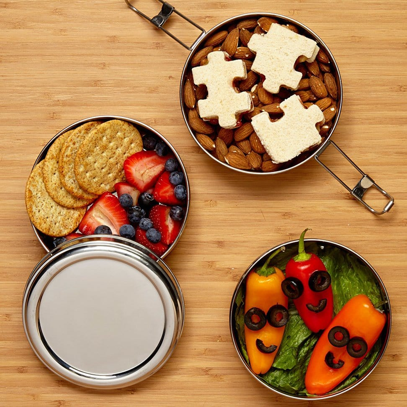 Tri Bento, ECO Lunchbox Tri Bento with food