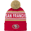 Outerstuff Youth 49ers Jacquard Cuffed Knit w/ Pom in Dark Red