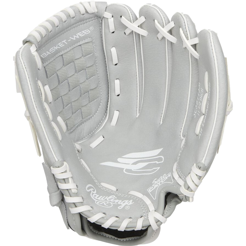 Youth Sure Catch Infield - 11.5" Basket Web, Rawlings Youth Sure Catch Infield - 11.5" Basket Web in Gray/Mint palm