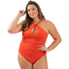 Dolfin Women's Solid Keyhole 1 Piece in Coral Spice