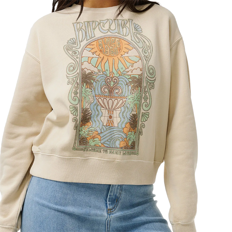 Women's Alchemy Relaxed Crew, Rip Curl Women's Alchemy Relaxed Crew in Natural front graphic