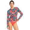 Roxy Women's Sea Skippin Long Sleeve Rashguard in Anthracite Floral Fiesta Big