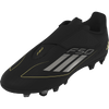 Adidas Youth F50 Club Velcro FxG in Black/Iron Metal/Gold Metal front left