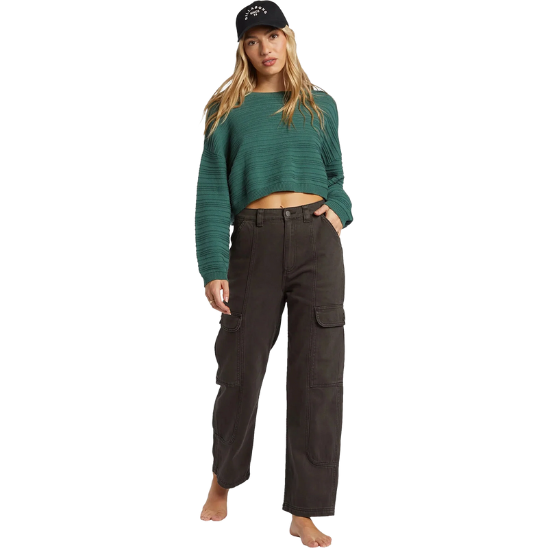 Women's Chasing Light Sweater, Billabong Women's Chasing Light Sweater in Emerald Bay front full length