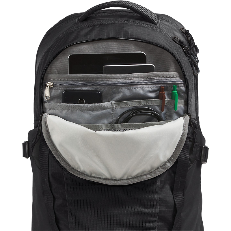 Recon, The North Face Recon in 4HF-TNF Black/TNF Black-NPF unzipped