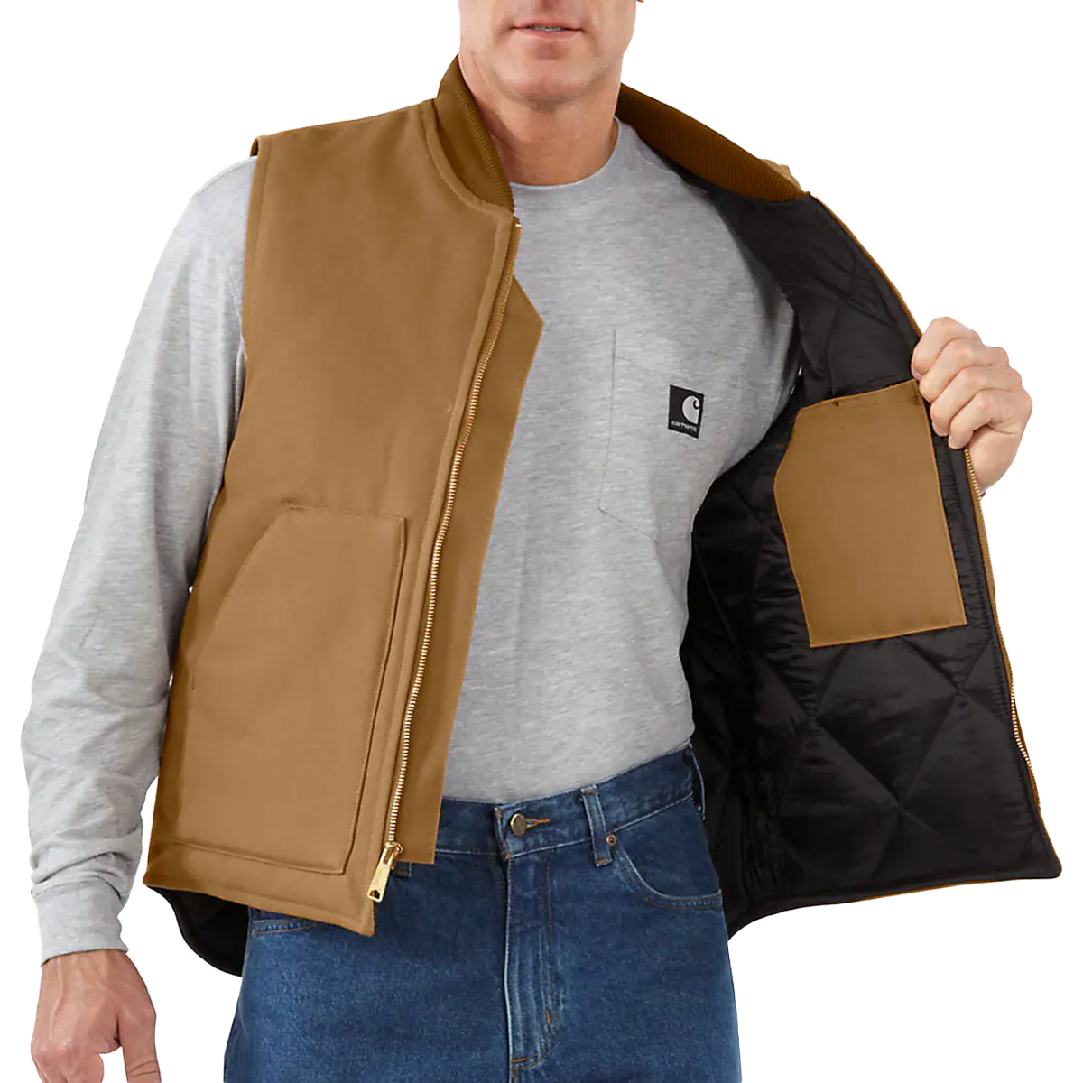 Men's Relaxed Fit Firm Duck Insulated Rib Collar Vest alternate view