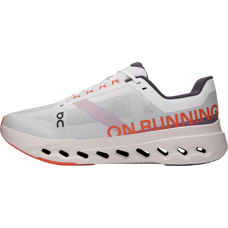 Men's Cloudsurfer Next, On Men's Cloudsurfer Next in White/Flame left profile