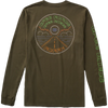 Roark Men's Open Roads Long Sleeve Premium Tee in Military back graphic