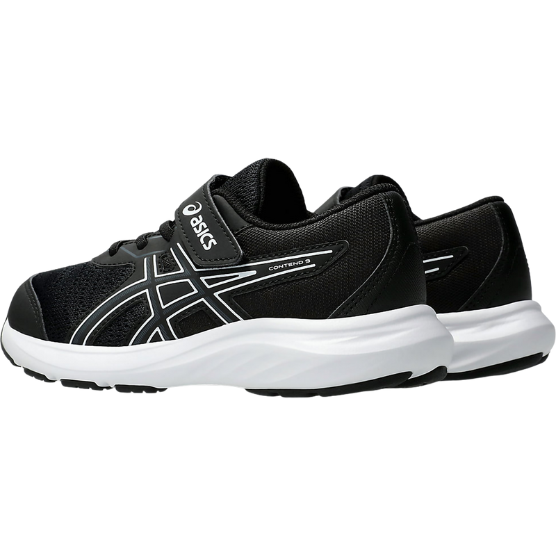 Youth Contend 9 Pre-School, Asics Youth Contend 9 Pre-School in 002-Black/White pair left back