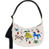 BAGGU Medium Nylon Crescent Bag in Embroidered Painted Prarie