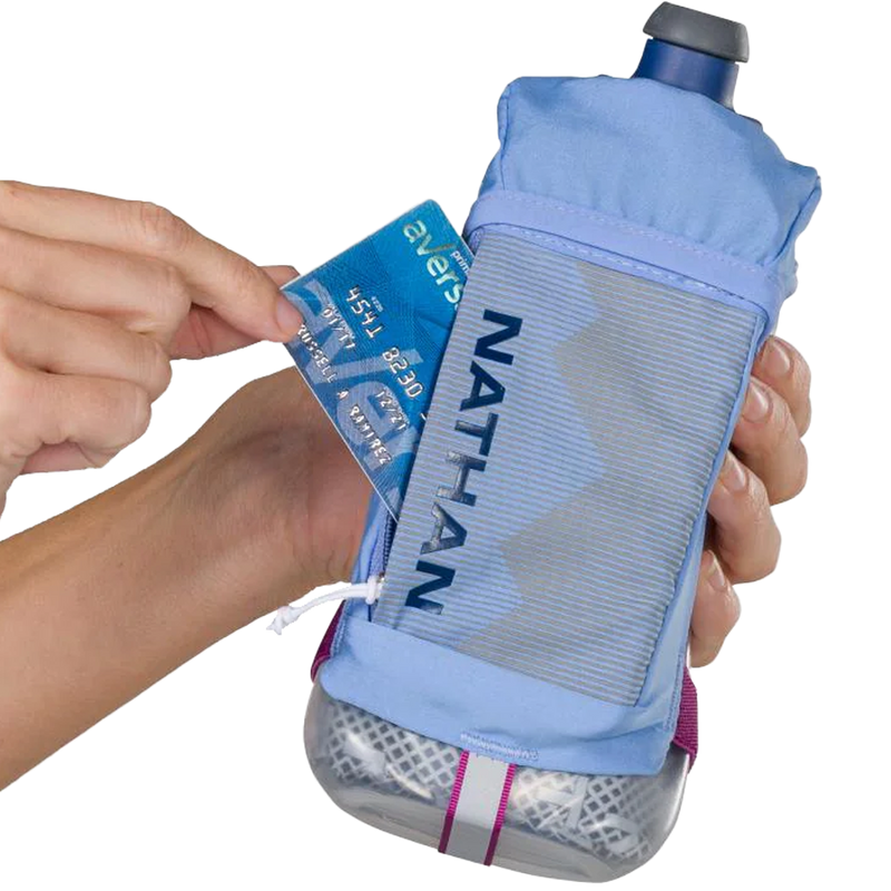 QuickSqueeze Plus Insulated Handheld Bottle 18oz, Nathan QuickSqueeze Plus Insulated Handheld Bottle 18oz card pocket