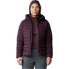 Mountain Hardwear Women's Deloro Down Full Zip Hoody in 513-Blackberry unzipped