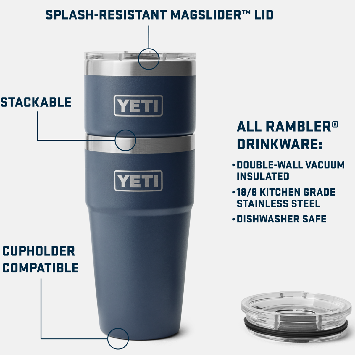 Rambler 20 oz Stackable Cup with MagSlider Lid alternate view
