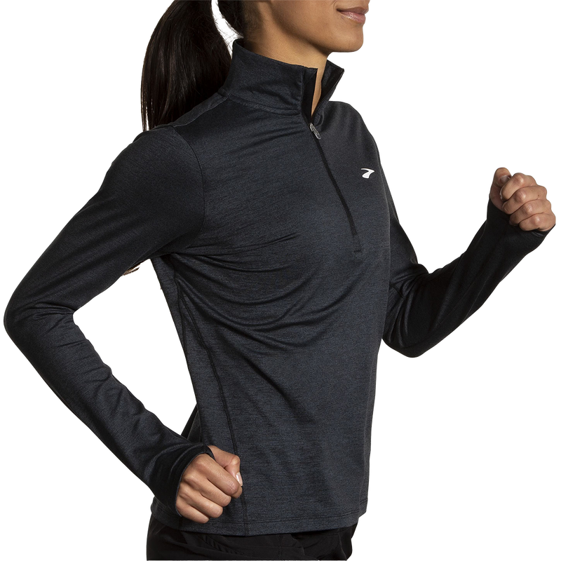 Women's Dash 1/2 Zip 2.0, Brooks Women's Dash 1/2 Zip 2.0 in Heather Black right