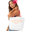 ALOHA Collection Pape'Ete Reversible Tote in Ube with model