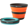 Sea to Summit Frontier Ultralight Collapsible Cup in Blue and Orange collapsed and extended