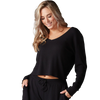 Tavi Women's Lounge Waffle Long Sleeve Top in Ebony