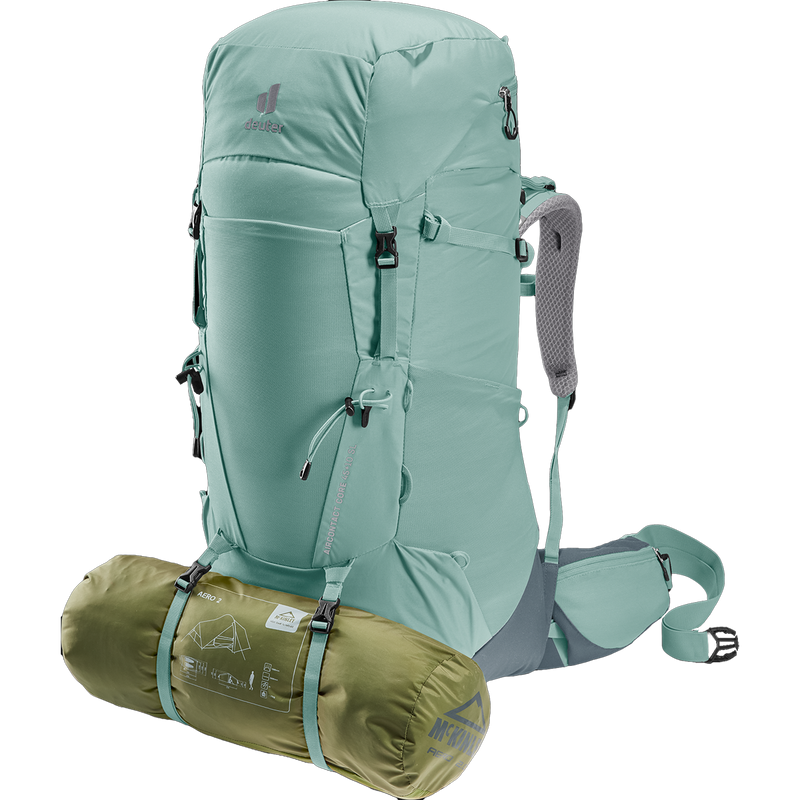 Aircontact Core 45+10 SL, Deuter Aircontact Core 45+10 SL in Jade-Graphite with tent