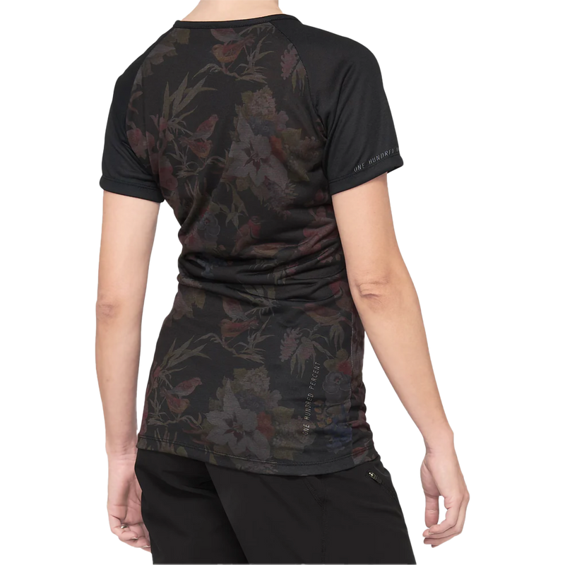 Women's Airmatic Short Sleeve Jersey, 100 Percent Women's Airmatic Short Sleeve Jersey in Black Floral back