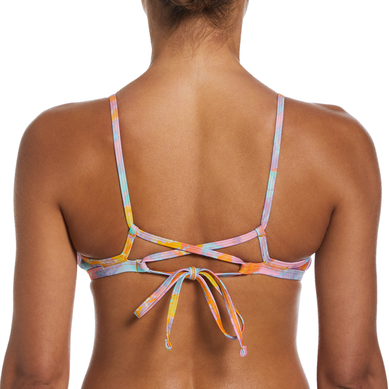 Women's Multi Print Lace Up Tie Back Top