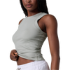 Vuori Women's SL Pose Piped Tank in TLC Talc front left