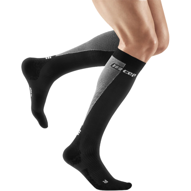 Men's UltraLight Tall Compression Socks, CEP Compression Men's UltraLight Tall Compression Socks in Black/Grey left on model