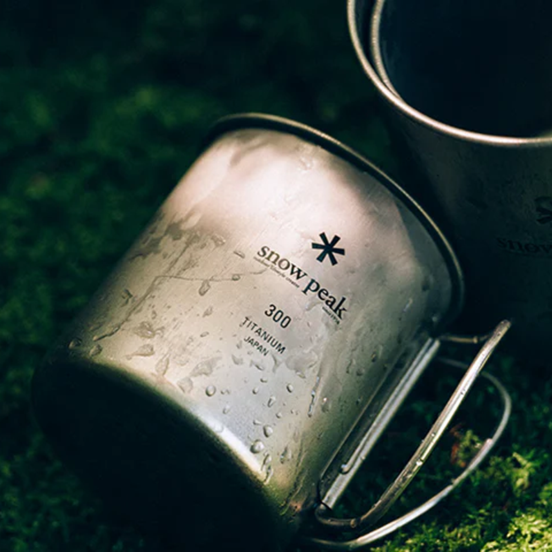 Ti-Single 300 Cup, Snow Peak Ti-Single 300 Cup at camp