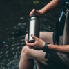 Snow Peak Titanium Aurora Bottle 800 in hand