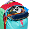 Cotopaxi Allpa 20L Travel Pack in Del Dia PT top zipper unzipped