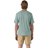 Patagonia Men's 73' Skyline Text Logo Organic T-Shirt in TMBL-Thermal Blue on model back