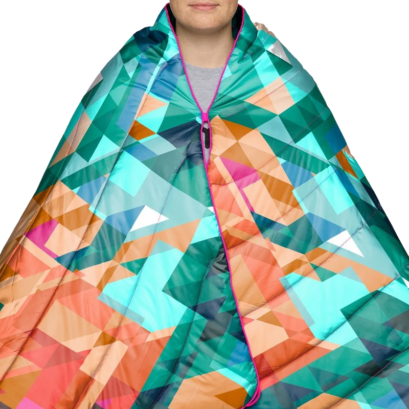 The Original Puffy Blanket, Rumpl The Original Puffy Blanket over shoulders