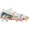 Puma Youth Future 7 Match Creativity FG/AG in Puma White/Ocean Tropic/Turquoise Surf/Hot Heat