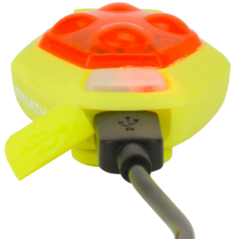 HyperBrite RX, Nathan HyperBrite RX in Safety Yellow with charging cable