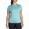Brooks Women's Luxe Short Sleeve in Heather Aqua front