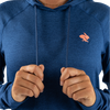 Rabbit Women's EZ Pullover in True Navy front drawstrings and logo