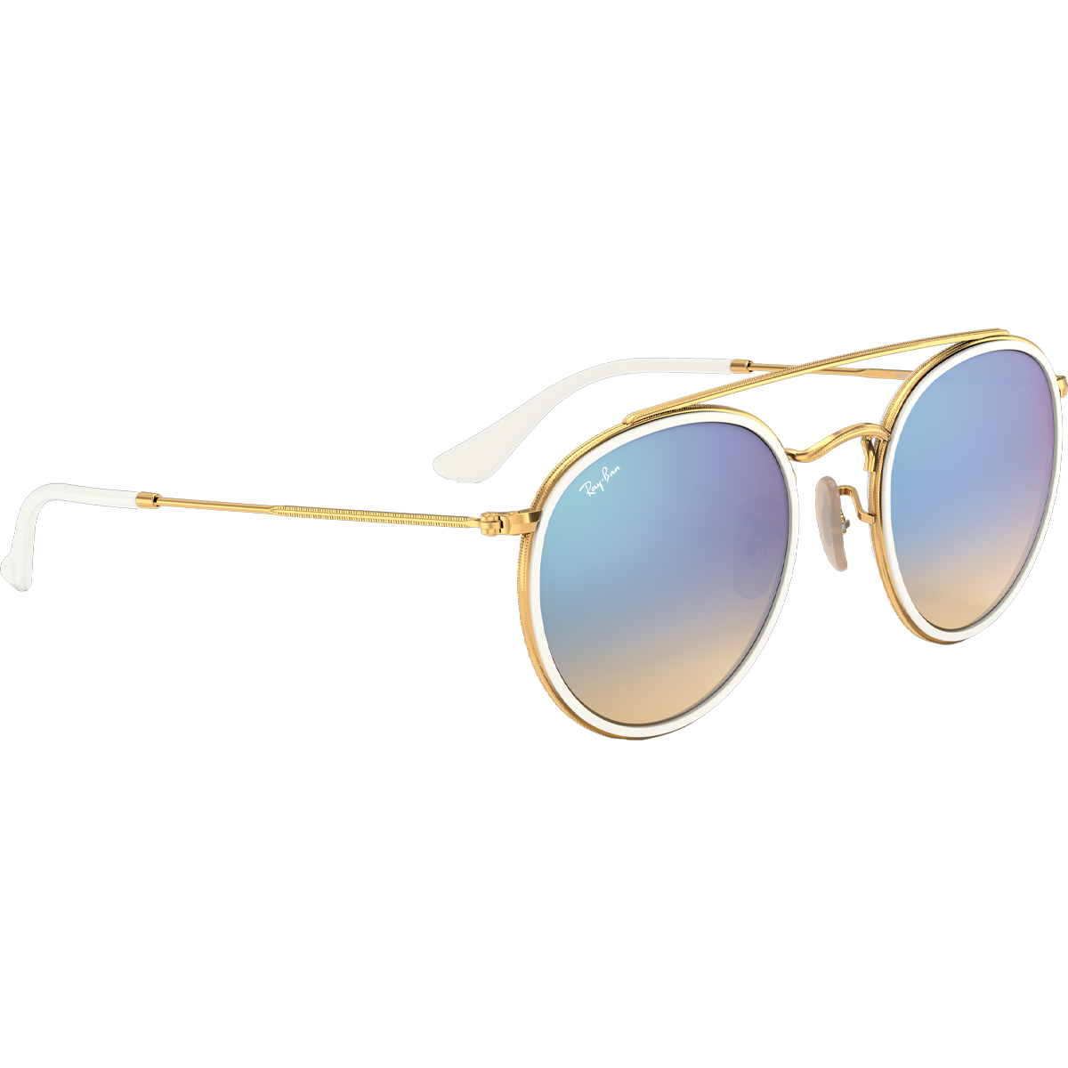 Round Double Bridge - Polished Gold/Blue Flash alternate view