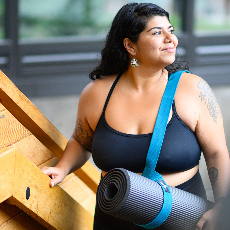 Strap Sling Yoga Mat Carrier, Hugger Mugger Strap Sling Yoga Mat Carrier over shoulder