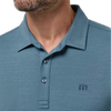 Travis Mathew Men's The Heater Polo in Copen Blue collar