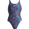 Arena Youth Micro Floral Tech Back One Piece in Blue Cosmo Multi