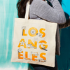 Maptote Los Angeles Font Grocery Tote over shoulder