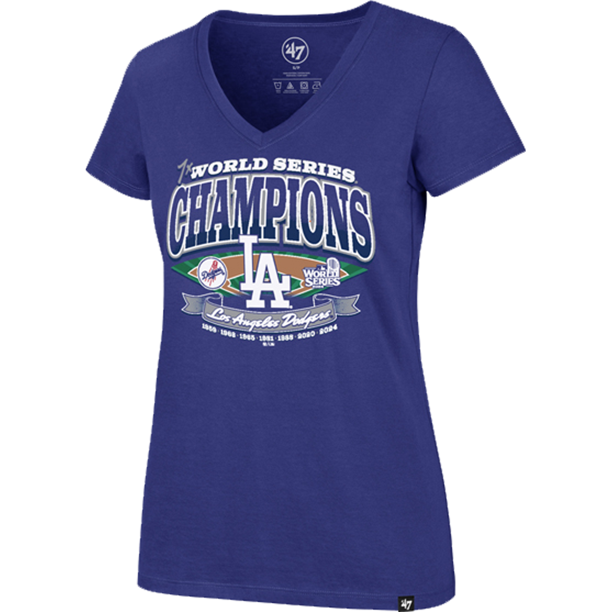 Women's Dodgers Playoff Ultra Rival V-Neck Tee alternate view